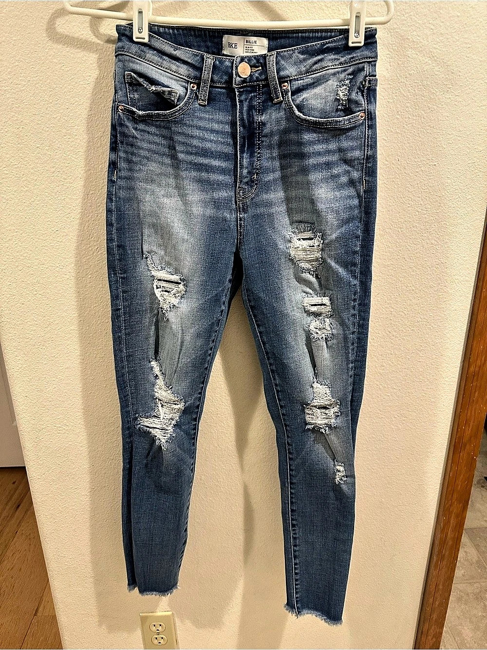 BKE Billie Slim Fit High Rise Ankle Skinny Jeans Distressed Skinny Jeans Blue